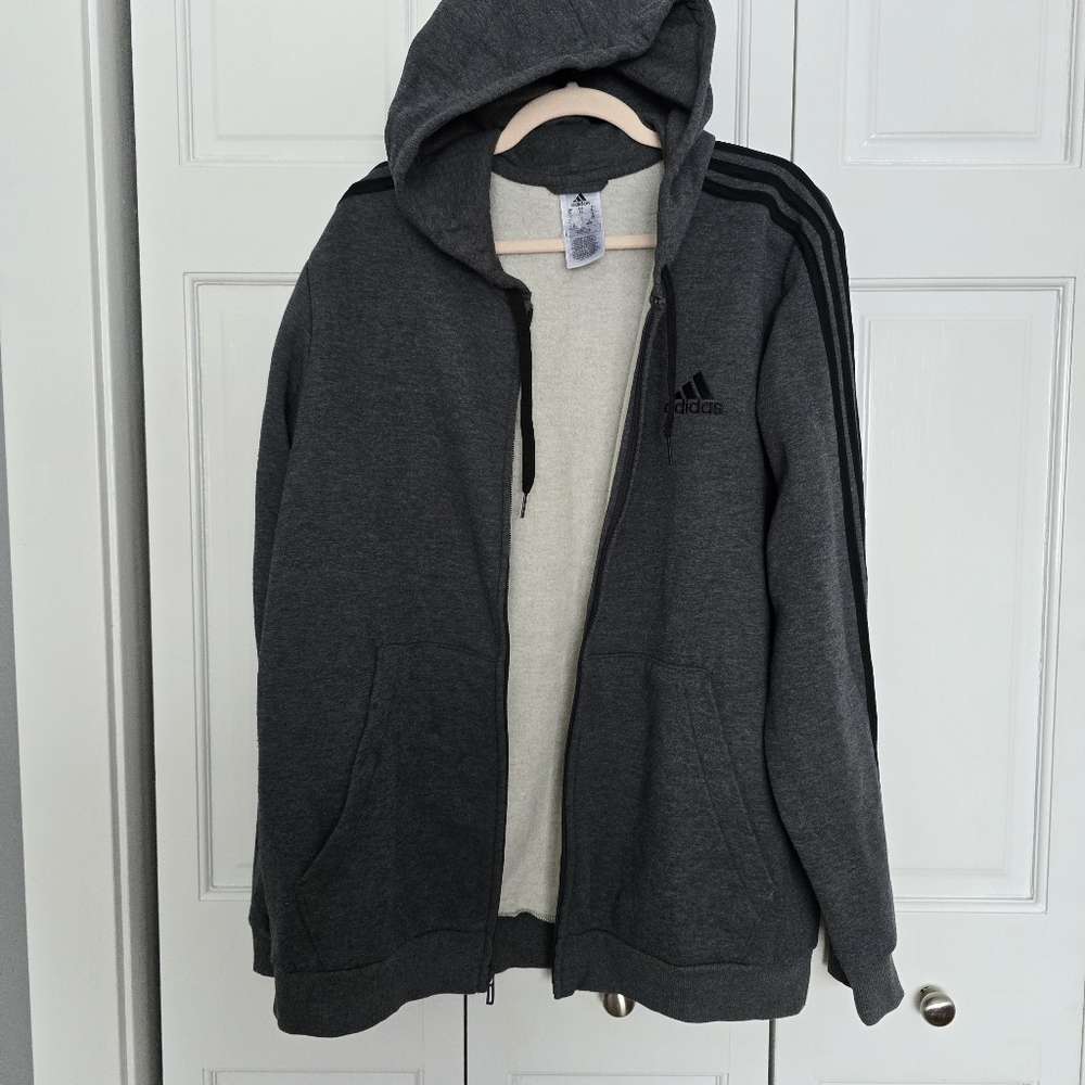 Addidas Grey zip up hoodie